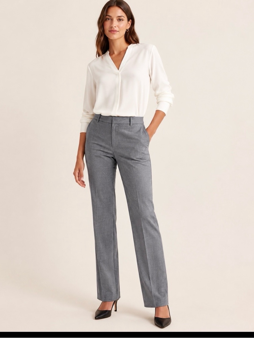 NWT Banana Republic Ryan Straight Pants Trouser Heather Gray Sz 10L